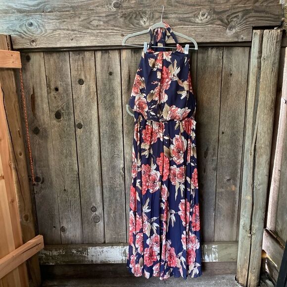 Bisou Bissou Floor Length Floral Halter Dress - Picture 2 of 6